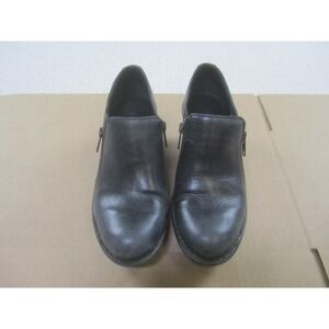 Born Shoes Womens 7M Black Leather Side Ankle Zip Slip On Casual 3'' Heel‎